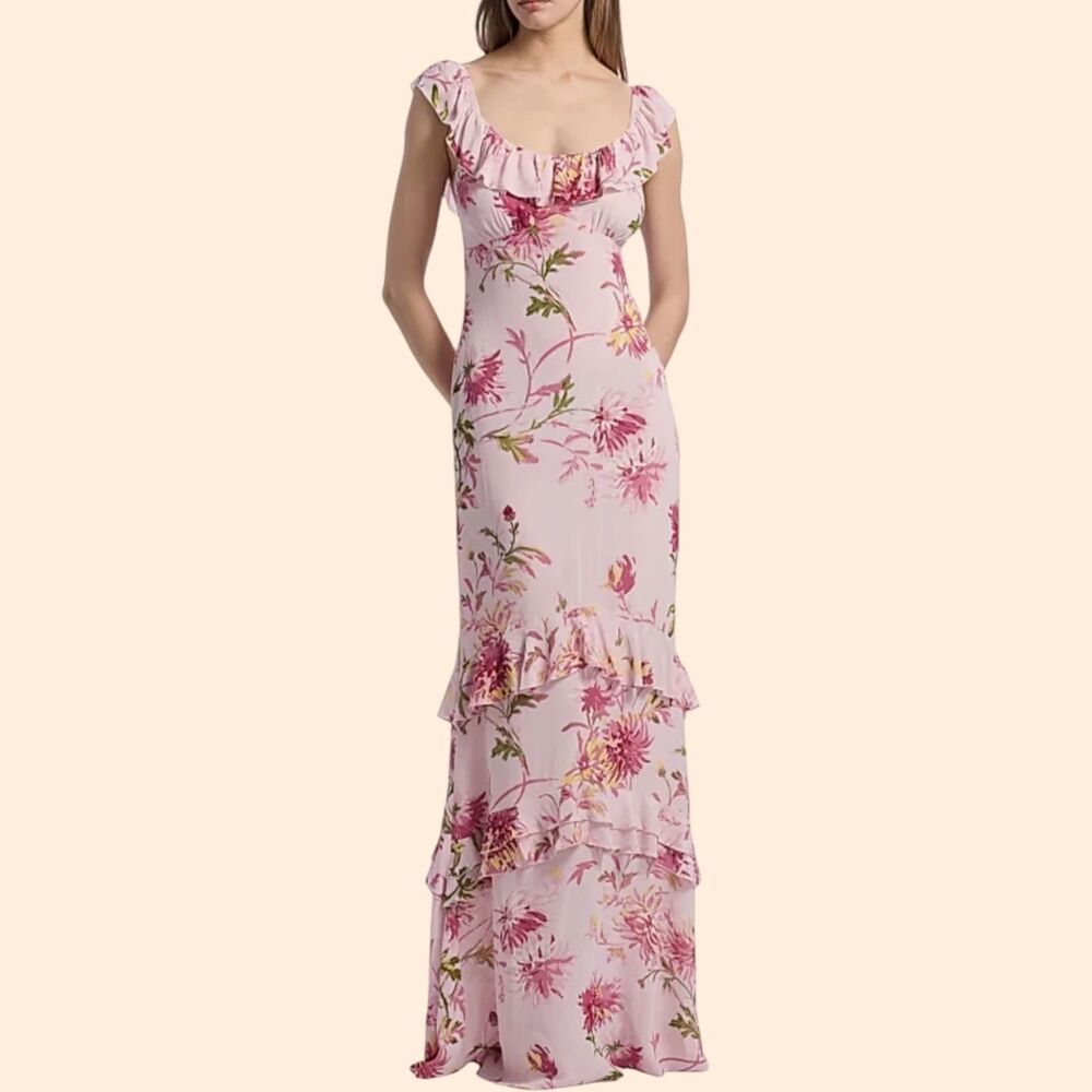 Reformation Tripoli Floral Ruffle Maxi Dress